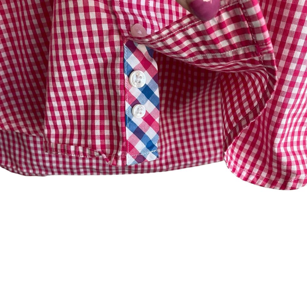 TailorByrd Mens Shirt M Pink Checked Button Up‎ Preppy Contrast Office Travel - Picture 4 of 11